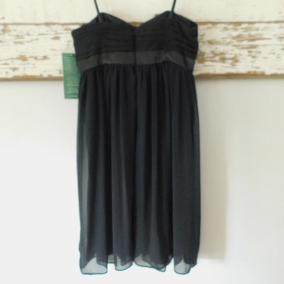 London Style Nights Black Cocktail Dress Strapless Womens 12 Chiffon Flowing NWT - Picture 3 of 12